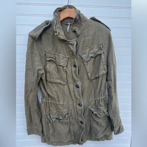 Free People Olive Field Jacket Safari Jacket Utility Jacket